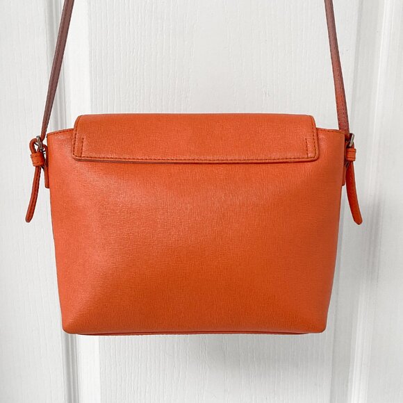 Furla - Appaloosa Pebbled Leather Cross Body Shoulder Bag - Orange - Picture 4 of 13